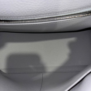 HERMES Kelly 28 Bleu Lin Clemence Retourne Top Handle Bag