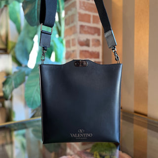 VALENTINO GARAVANI Messenger Black Leather Crossbody Bag