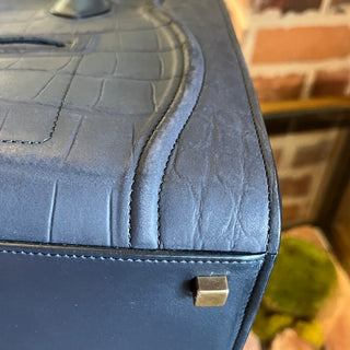 CELINE Medium Phantom Luggage Navy Blue Crocodile-Embossed Nubuck Bag