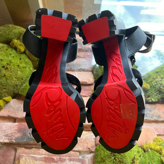 LOUBOUTIN Black Leather Gladiator Sandals SZ 38