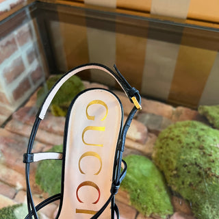 GUCCI Interlocking G Logo Leather Slingback Sandals SZ36(6US)