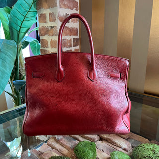 HERMES Vintage Birkin 35 Rubis Clemence Palladium