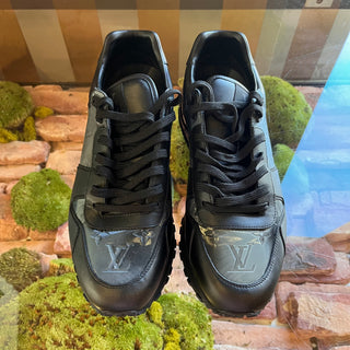 LOUIS VUITTON Run Away LV Monogram Black Leather Sneakers SZ 8