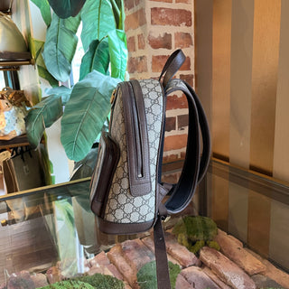 GUCCI Small Ophidia Day Beige Ebony GG Supreme Monogram Canvas New Acero Calfskin Backpack Bag