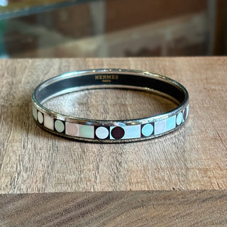 HERMES Narrow Enamel Dots and Squares Bangle