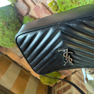 SAINT LAURENT Lou Black Matelassé Monogram Calfskin Leather Camera Bag