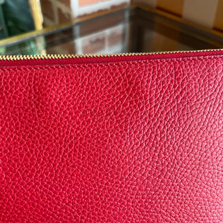 GUCCI Red Bamboo Leather Tassel Zippy Clutch