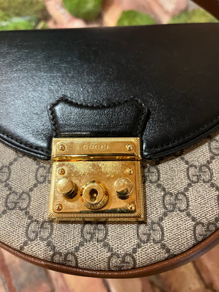 GUCCI Small Padlock GG Supreme Monogram Calfskin Messenger Shoulder Bag