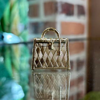 HERMES Gold Curiosite Kelly Guilloche Charm