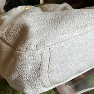 PRADA White Daino Leather Two-Way Hobo Bag