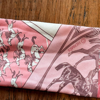 HERMES Cheval Phoenix Pink Silk Twilly