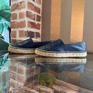 CHANEL CC Blue Leather Espadrilles SZ 36 (US 6)