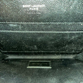 SAINT LAURENT YSL Monogram Grained Leather Flap Clutch Bag