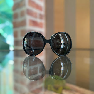 DOLCE&GABBANA 6030B Black Acetate DG Crystal Round Sunglasses