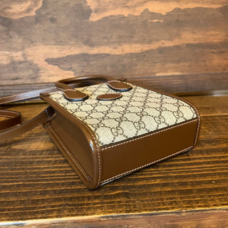 GUCCI Mini Interlocking G Patch GG Coated Canvas Tote Bag