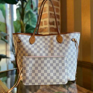 LOUIS VUITTON Neverfull MM Damier Azur Canvas Tote Bag