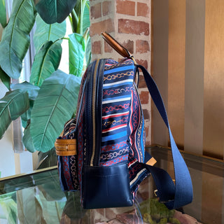 TORY BURCH Navy Blue Logo Print Nylon Backpack