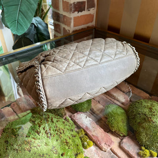 CHANEL Chain Around Gray Quilted Washed Lambskin Leather Hobo Bag