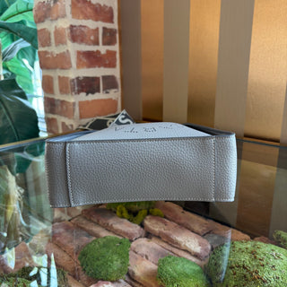 STELLA MCCARTNEY Gray Leather Perforated Logo Crossbody