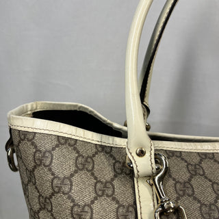 GUCCI GG Supreme Web White Joy Tote w/ Lulu French Poodle Charm