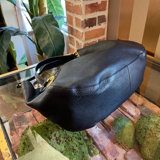 GUCCI Twill Black Grained Leather Hobo Bag