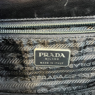 PRADA Black Calfskin Acrylic Chain Link Strap Vintage Shoulder Bag Nero