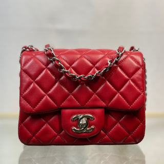 CHANEL Flap Mini Red Lambskin Quilted Shoulder Bag