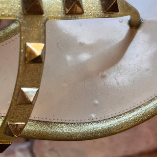 VALENTINO Gold Glitter Rockstud Jelly Sandals SZ 36 (US 6)