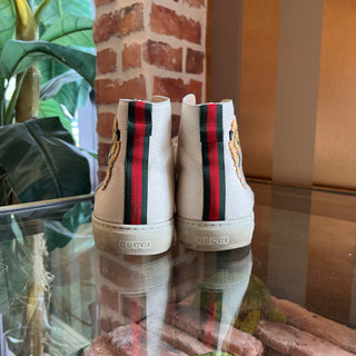 GUCCI Mens White Leather Tiger High Top Sneakers SZ 10.5