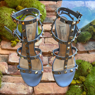 VALENTINO  Blue Leather Rockstud City Sandals SZ 36 (US 6)