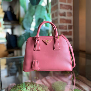 PRADA Promenade Pink Saffiano Lux Dome Top Handle