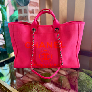 CHANEL Deauville Large Neon Pink Tote