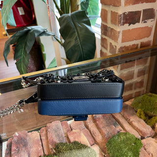 FENDI Micro Double Baguette Black Blue Floweland Crossbody Bag