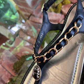 CHANEL Scarab Thong T-Strap Sandals SZ39(9US)