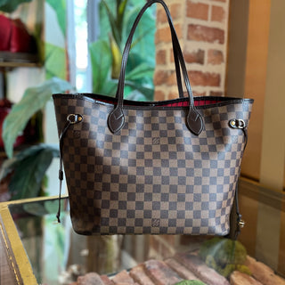 LOUIS VUITTON Neverfull MM Damier Ebene Brown Canvas Tote Bag