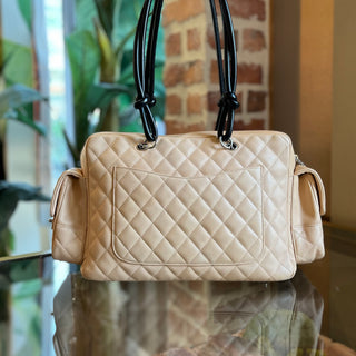 CHANEL Cambon Multipocket Large Beige Calfskin Reporter Bag