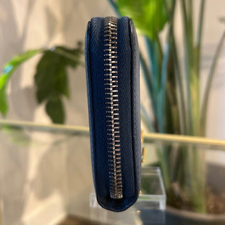 PRADA Blue Saffiano Long Zip Wallet