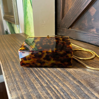 CHANEL Minaudiere Brown Tortoiseshell Acrylic Vintage Crossbody