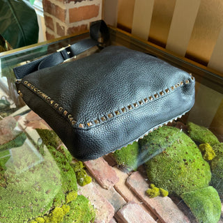 VALENTINO GARAVANI Messenger Black Pebbled Leather Crossbody Bag