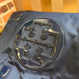 TORY BURCH Large Ella Navy Blue Nylon Tote Bag