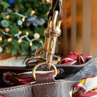 GUCCI Positano Small Beige Brown GG Canvas Leather Tote Bag