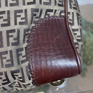 FENDI Zucchino Brown Canvas Shoulder Bag