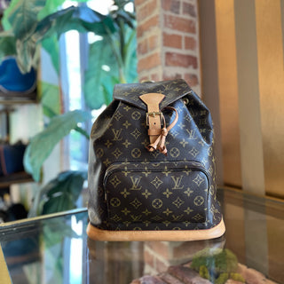 LOUIS VUITTON Montsouris GM Brown Monogram Canvas Drawstring Backpack