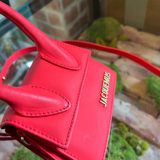 JACQUEMUS Le Chiquito Red Rubberized Calfskin Leather Top Handle