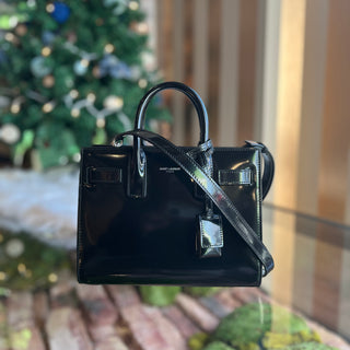 SAINT LAURENT Sac de Jour Nano Patent Leather Tote Bag