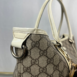 GUCCI GG Supreme Web White Joy Tote w/ Lulu French Poodle Charm