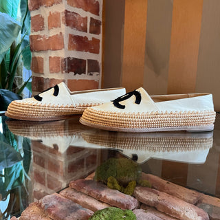 CHANEL CC Black/White Lambskin Espadrilles SZ 37 (US 7)