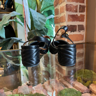 TORY BURCH Kira Black Quilted Leather Sandals Heels SZ8