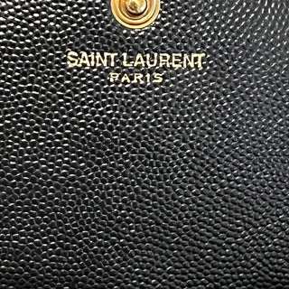 SAINT LAURENT Cassandra Black Chevron Leather Clutch