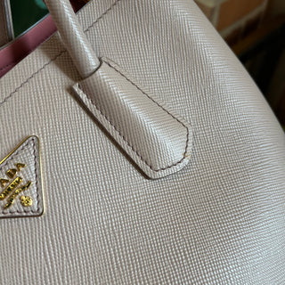 PRADA Double Medium Pink Saffiano Leather Tote